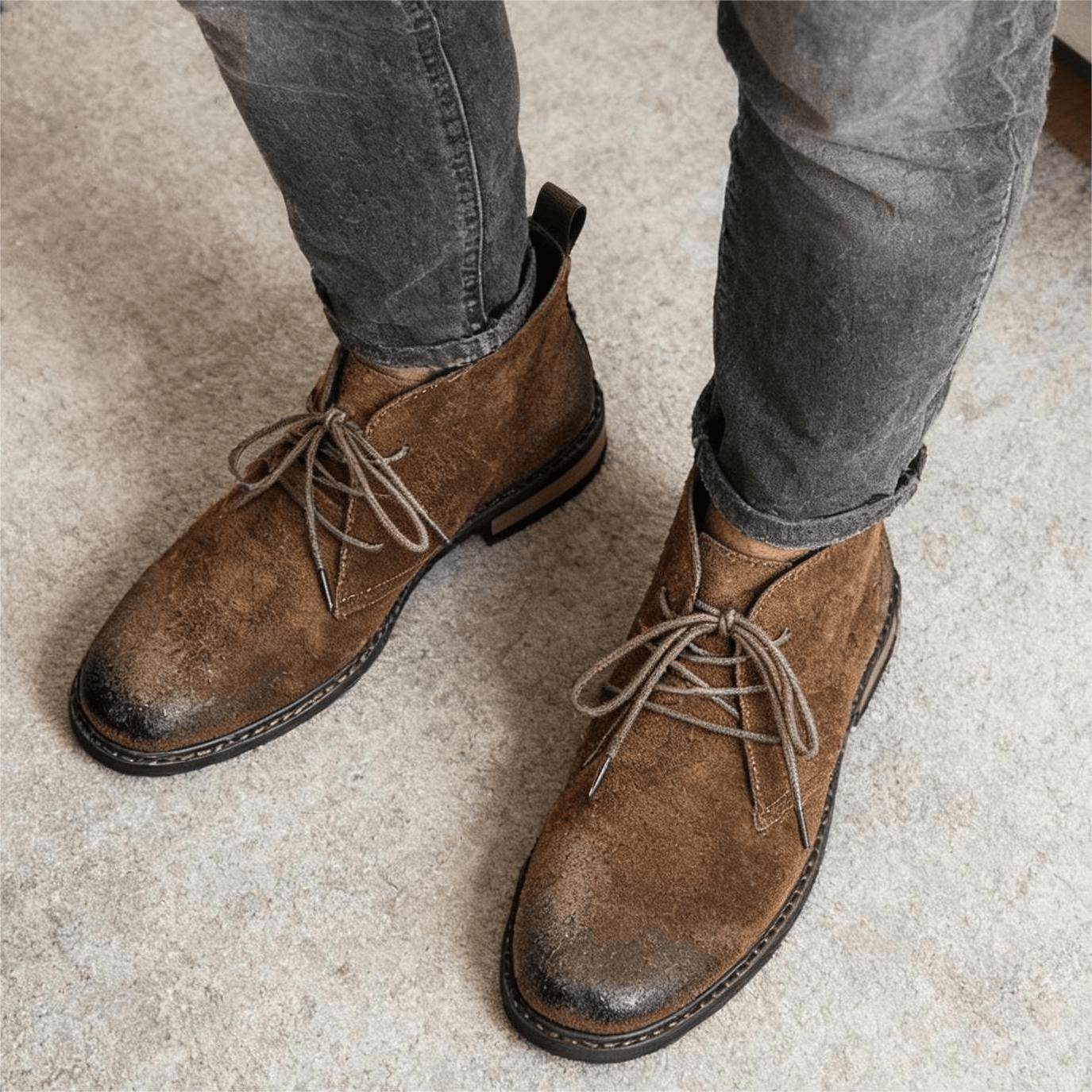 Men'S Accessories Leather - Deri Botlar Retro Rahat Marka Retro