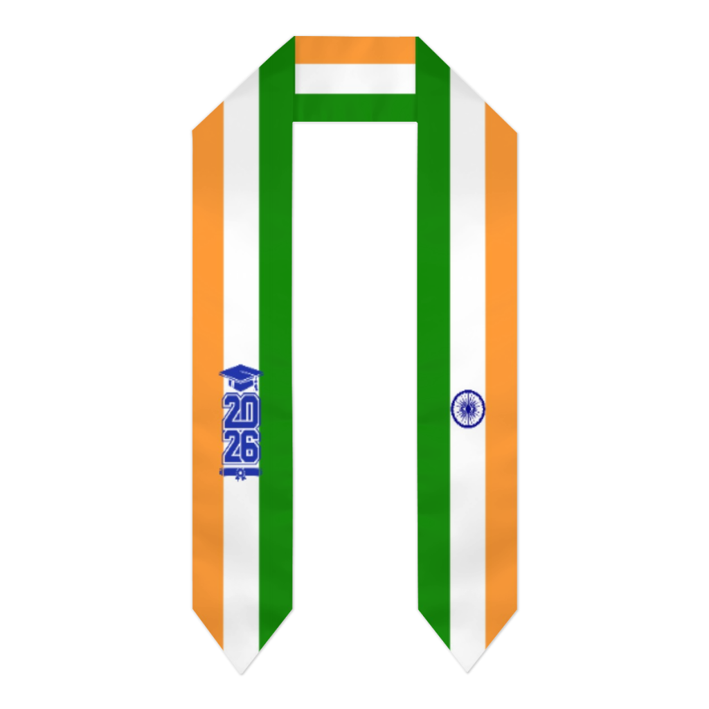Men Accessories India - 2026 Sınıfı Hindistan Bayrağı Eşarbı Mezuniyet