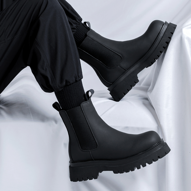 Men'S Accessories Leather - 2026 Platform Siyah Yüksek Bilekli Botlar