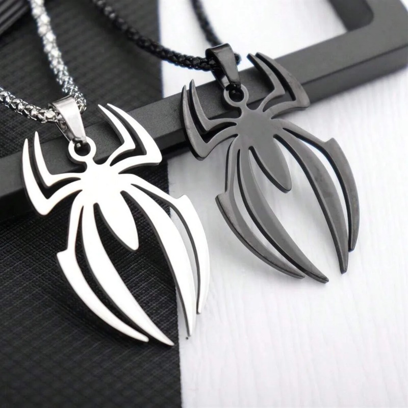 Men Accessories Chain - Gotik Örümcek Şekli Kolye Paslanmaz Çelik
