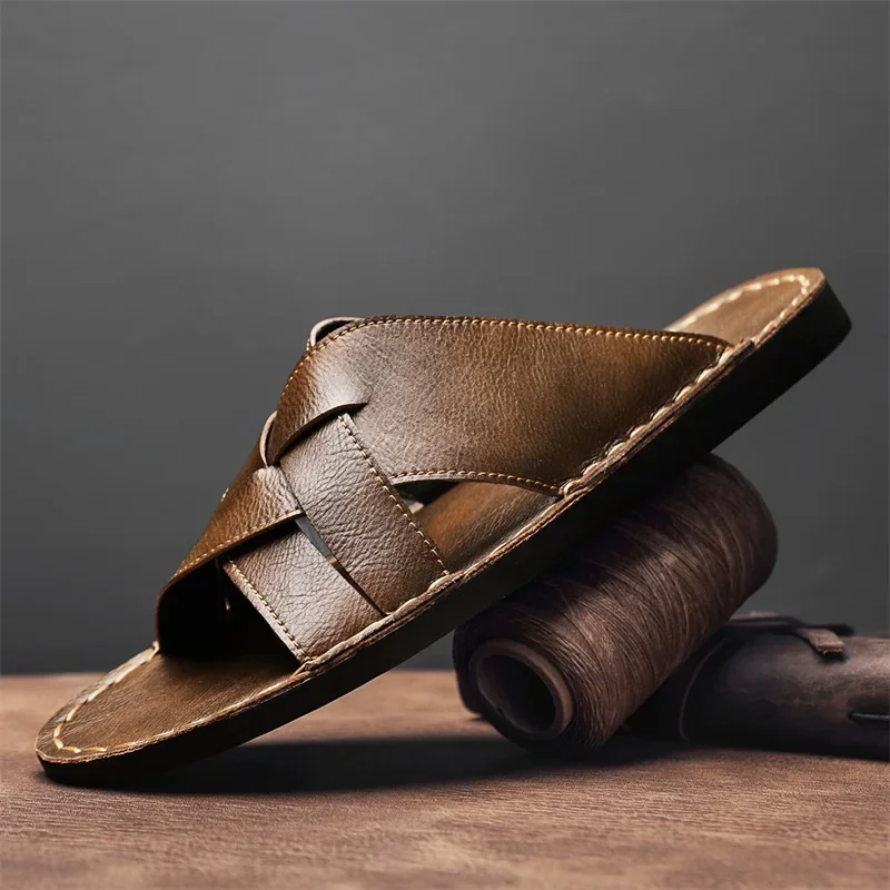 Hakiki Deri Erkek Rahat Sandal - Men'S Accessories Leather incelemesi ve fiyatı