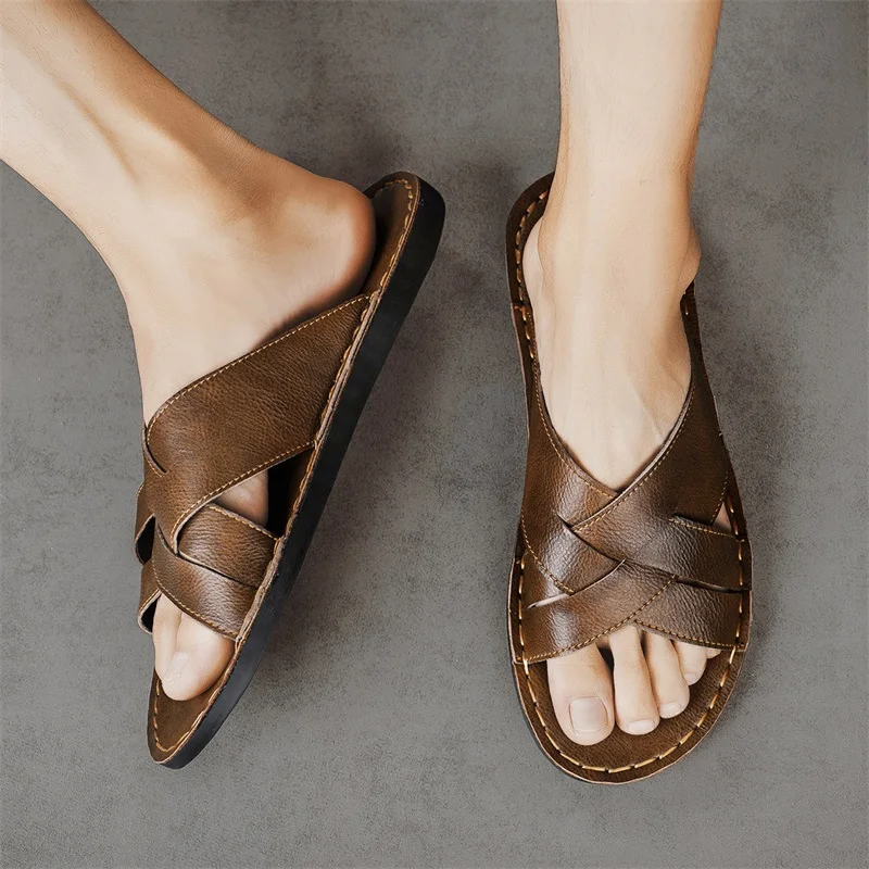 Hakiki Deri Erkek Rahat Sandal - Men'S Accessories Leather incelemesi ve fiyatı
