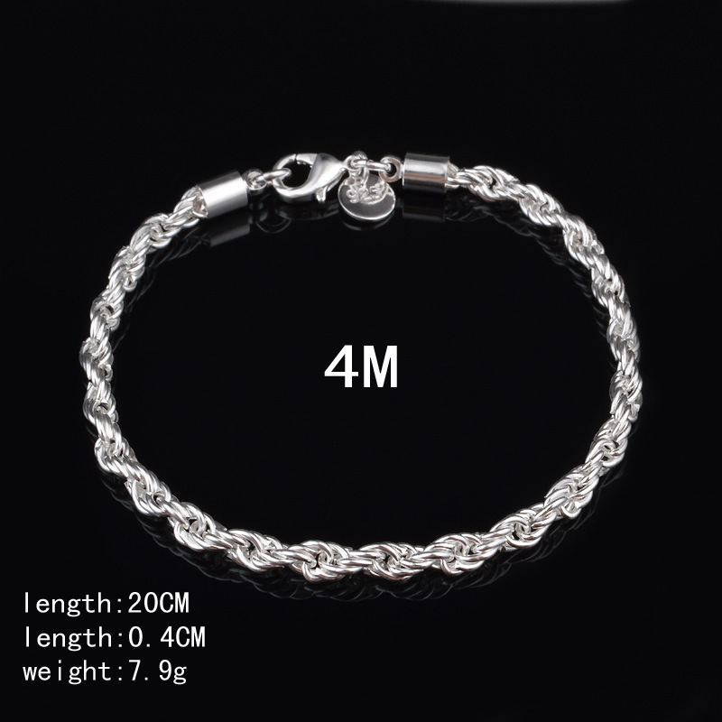 4MM Gümüş Kaplama Bükülmüş Hal - Men Accessories Singapore incelemesi ve fiyatı