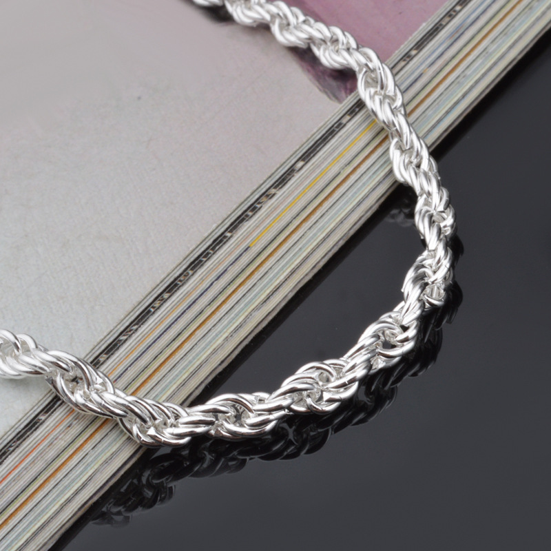 4MM Gümüş Kaplama Bükülmüş Hal - Men Accessories Singapore incelemesi ve fiyatı